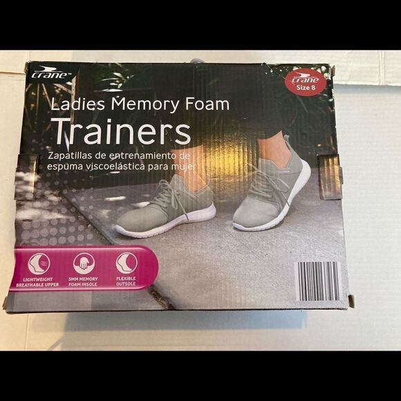 CRANE, Ladies Memory Foam Fitness Trainers Shoes, Size 8,‎ Lightweight, Gray - Picture 4 of 8